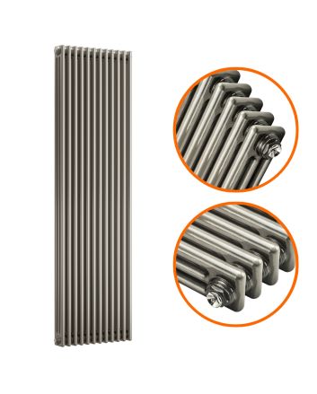 1800 x 560mm Raw Metal Lacquered Vertical Traditional 3 Column Radiator