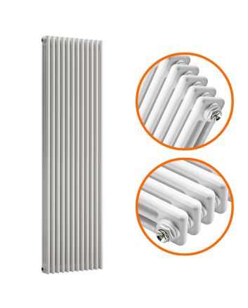 1500 x 560mm White Vertical Traditional 3 Column Radiator