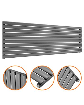 590mm x 1780mm Anthracite Single Oval Tube Horizontal / Landscape Radiator 