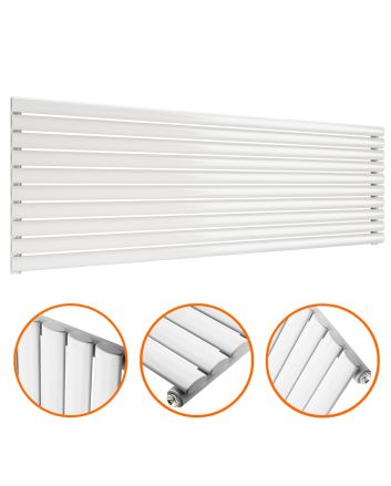 590mm x 1780mm White Single Oval Tube Horizontal / Landscape Radiator 