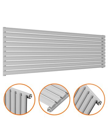 590mm x 1780mm Feather Grey Single Oval Tube Horizontal / Landscape Radiator