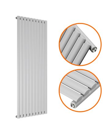 1600 x 590mm Feather Grey Single Oval Tube Vertical Radiator 