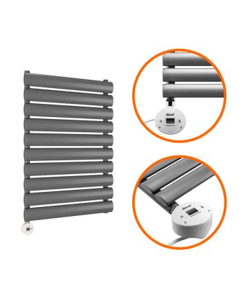 595 x 400mm Electric Anthracite Single Oval Panel Vertical Radiator