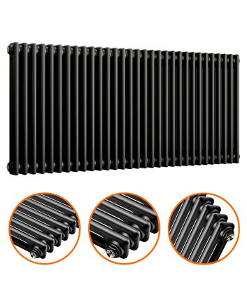 600 x 1508mm Black Horizontal Traditional 2 Column Radiator