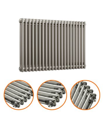 600 x 1013mm Raw Metal Lacquered Horizontal Traditional 2 Column Radiator