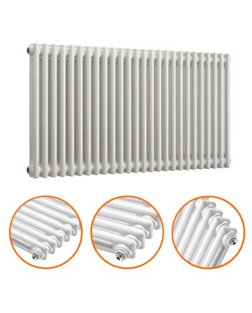 600 x 1193mm White Horizontal Traditional 2 Column Radiator