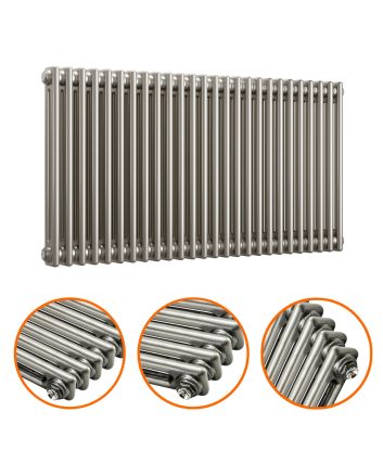 600 x 1193mm Raw Metal Lacquered Horizontal Traditional 2 Column Radiator