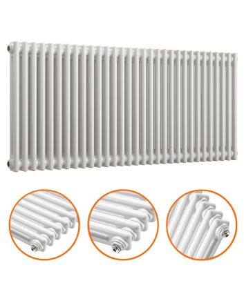 600 x 1508mm White Horizontal Traditional 2 Column Radiator