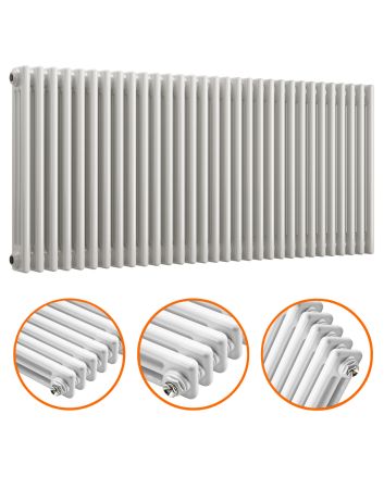 600 x 1508mm White Horizontal Traditional 3 Column Radiator