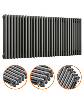 600 x 1508mm Anthracite Horizontal Traditional 3 Column Radiator