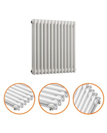 600 x 608mm White Horizontal Traditional 2 Column Radiator