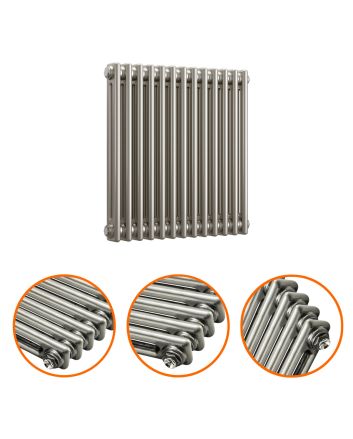 600 x 608mm Raw Metal Lacquered Horizontal Traditional 2 Column Radiator
