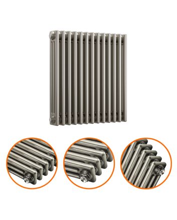 600 x 608mm Raw Metal Lacquered Horizontal Traditional 3 Column Radiator