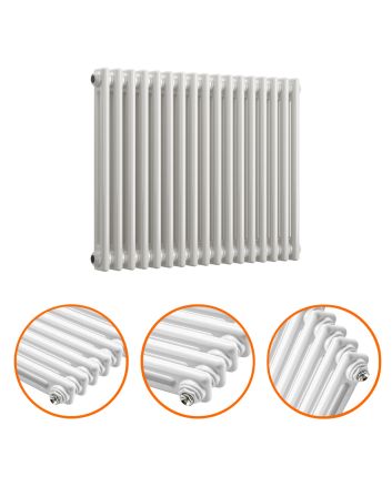 600 x 788mm White Horizontal Traditional 2 Column Radiator