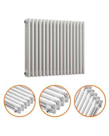 600 x 788mm White Horizontal Traditional 3 Column Radiator
