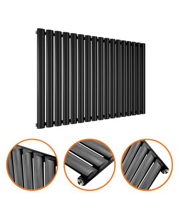635 x 1000mm Black Single Oval Tube Horizontal Radiator 