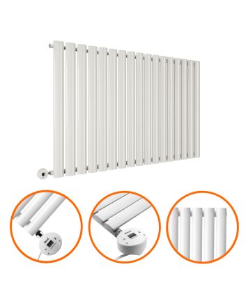 635 x 1000mm Electric White Single Oval Panel Horizontal Radiator
