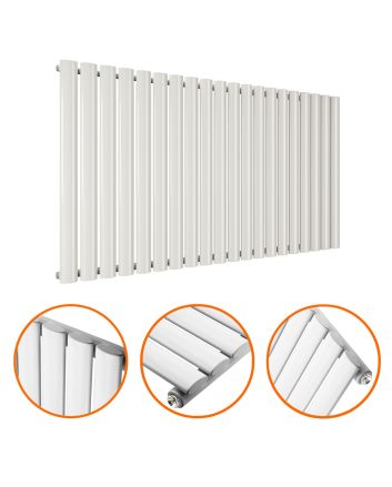 635 x 1180mm White Single Oval Tube Horizontal Radiator 