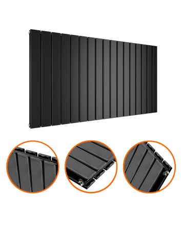 635 x 1190mm Black Double Flat Panel Horizontal Radiator 
