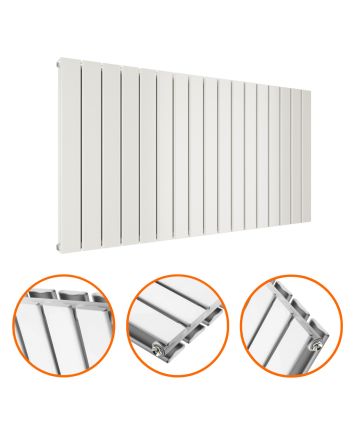635 x 1190mm White Double Flat Panel Horizontal Radiator 