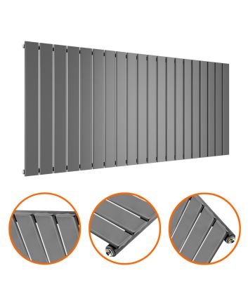 635 x 1400mm Anthracite Single Flat Panel Horizontal Radiator 