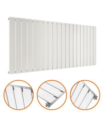 635 x 1400mm White Single Flat Panel Horizontal Radiator 