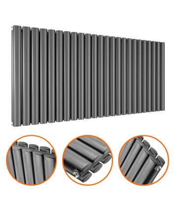 635 x 1411mm Anthracite Double Oval Tube Horizontal Radiator 