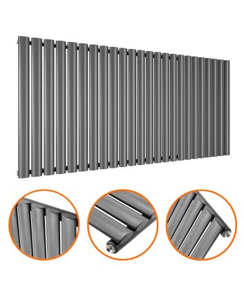 635 x 1411mm Anthracite Single Oval Tube Horizontal Radiator 
