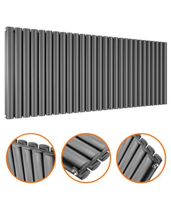 635 x 1652mm Anthracite Double Oval Tube Horizontal Radiator 