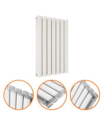 635 x 415mm White Double Oval Tube Horizontal Radiator 