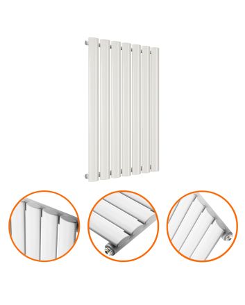 635 x 415mm White Single Oval Tube Horizontal Radiator 
