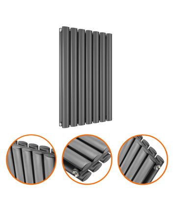 635 x 415mm Anthracite Double Oval Tube Horizontal Radiator 
