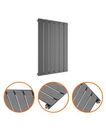 635 x 420mm Anthracite Single Flat Panel Horizontal Radiator 