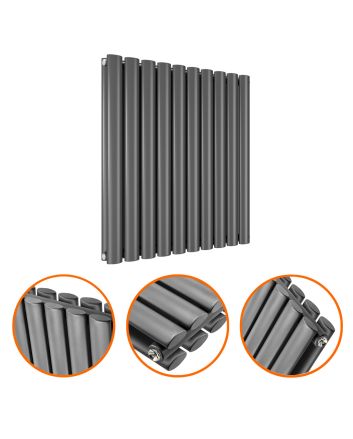 635 x 595mm Anthracite Double Oval Tube Horizontal Radiator 