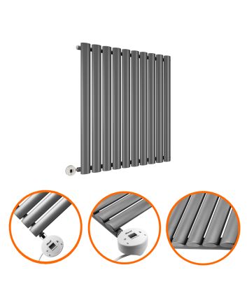 635 x 595mm Electric Anthracite Single Oval Panel Horizontal Radiator