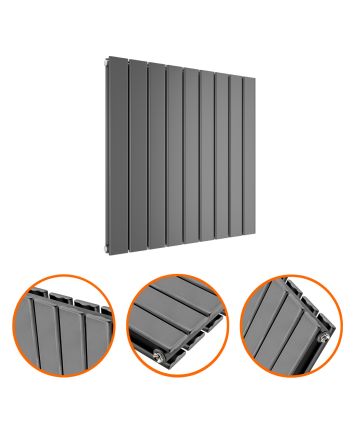 635 x 630mm Anthracite Double Flat Panel Horizontal Radiator 