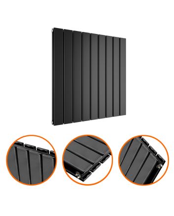 635 x 630mm Black Double Flat Panel Horizontal Radiator 