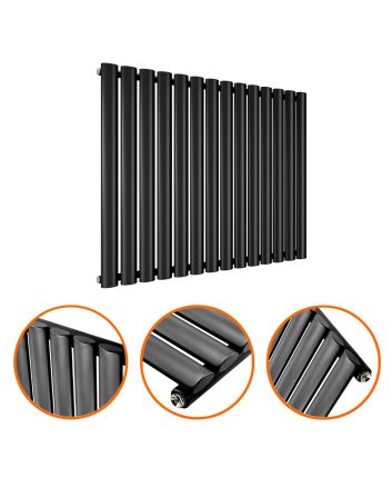 635 x 834mm Black Single Oval Tube Horizontal Radiator 
