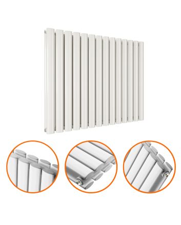 635 x 834mm White Double Oval Tube Horizontal Radiator 