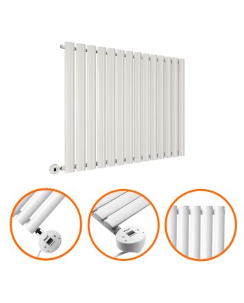 635 x 834mm Electric White Single Oval Panel Horizontal Radiator