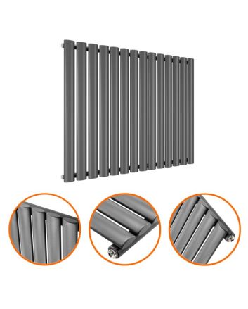 635 x 834mm Anthracite Single Oval Tube Horizontal Radiator 