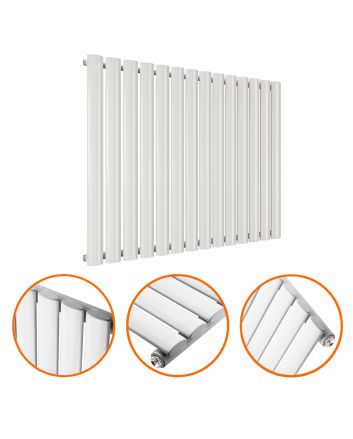 635 x 834mm White Single Oval Tube Horizontal Radiator 
