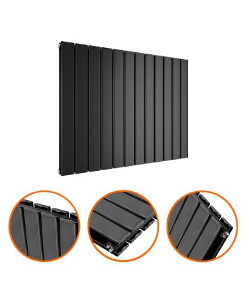 635 x 840mm Black Double Flat Panel Horizontal Radiator 