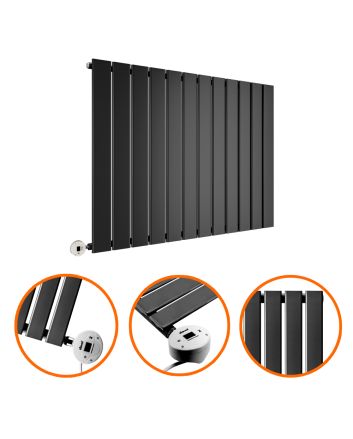 635 x 840mm Electric Black Single Flat Panel Horizontal Radiator