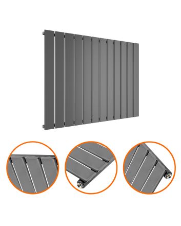 635 x 840mm Anthracite Single Flat Panel Horizontal Radiator 