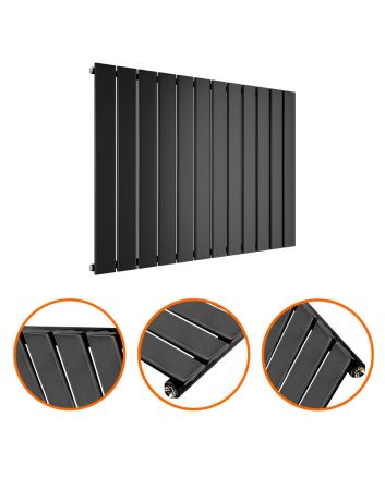 635 x 840mm Black Single Flat Panel Horizontal Radiator 