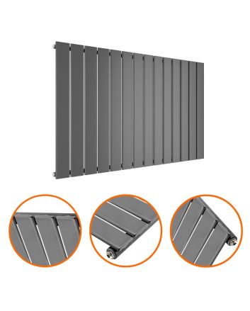 635 x 980mm Anthracite Single Flat Panel Horizontal Radiator 