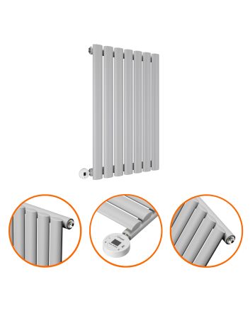 635 x 415mm Electric Feather Grey Single Oval Panel Horizontal Radiator