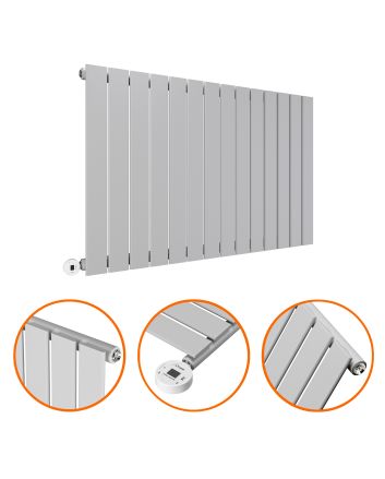 635 x 980mm Electric Feather Grey Single Flat Panel Horizontal Radiator