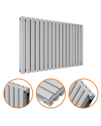 635 x 1000mm Feather Grey Double Oval Tube Horizontal Radiator